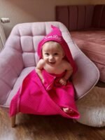 Medvilnės vafliuko rankšluostis gaubtuvu ir ausytėmis