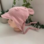 Muslino kepuryte pelenu roze
